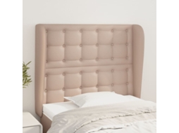 Vidaxl Cabeceira Cama C/ Abas Couro Artif. 83x23x118/128 Cm Cappuccino