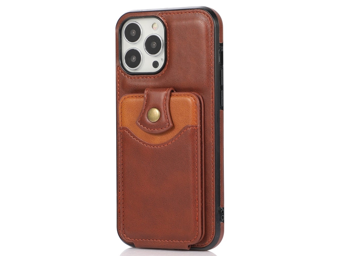 Suporte Casa Para Iphone 15 Pro Max Pele Sintética Castanho