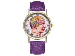 Reloj De Cuero Pu Unisex Dial Redondo Reloj De Cuarzo Púrpura Zhoulianfa