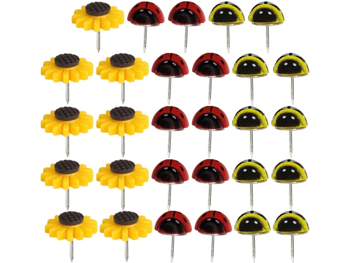 Abaodam Conjunto De 30-tachinhas Multifuncionais Com Desenhos Originais Abelha, Joaninha E Girassol, Feitas De Plástico