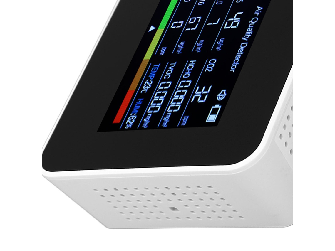 Detector De Qualidade Do Ar 9 Em 1 Co2 Tvoc Com Tela Digital E Bateria Integrada