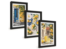 Composição De Quadros Limoeiro Com Bebidas Espelharte (3 Peças 20x30 Cm)