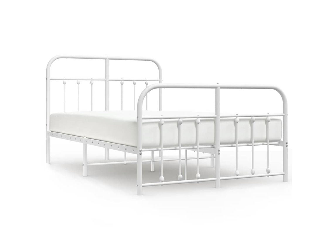 Estrutura de Cama com Cabeceira e Pés Metal Branco MAISON EXCLUSIVE 120x200 cm