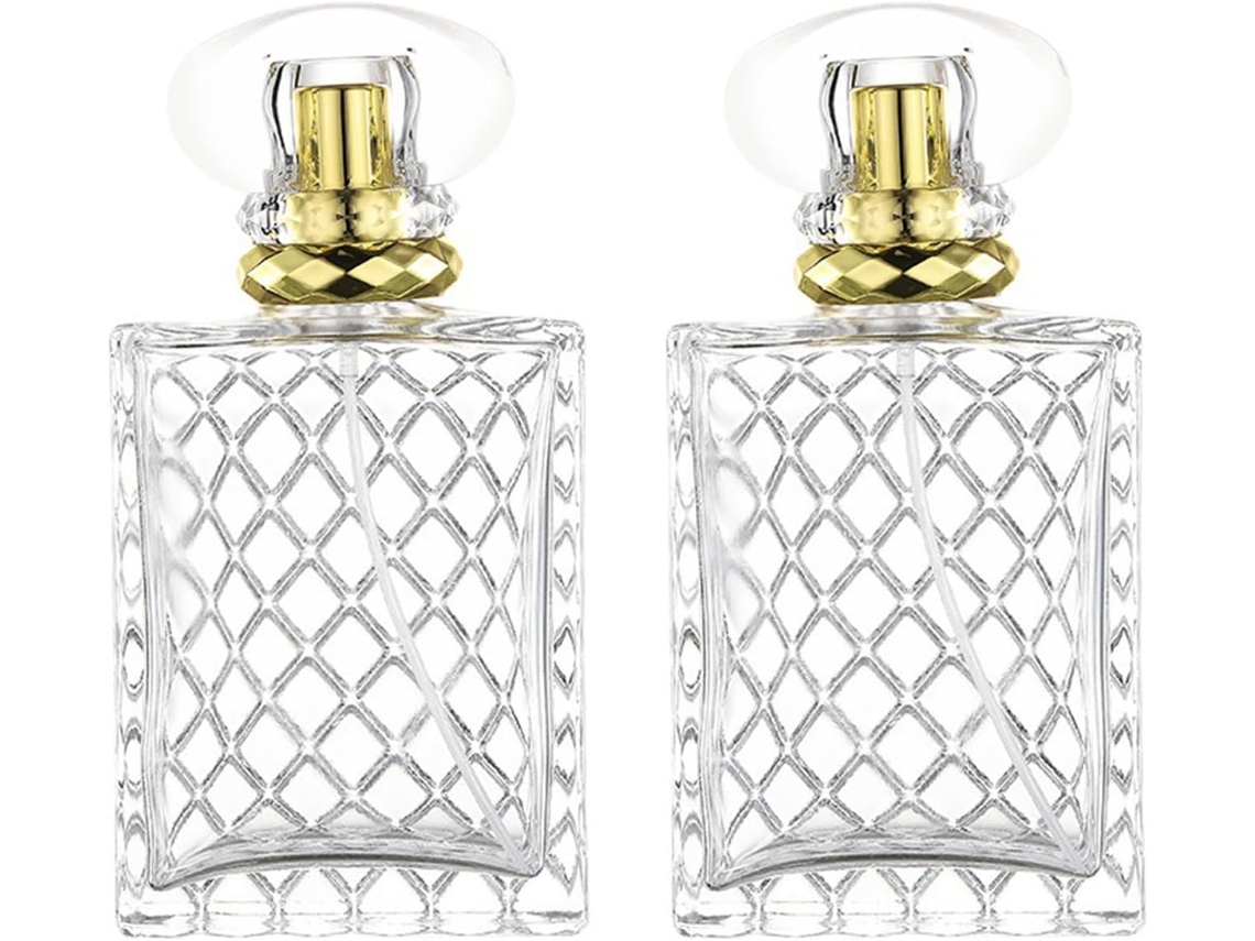 Conjunto de 2 Frascos de Perfume de Vidro Vazios - Spray Recarregável 100ml