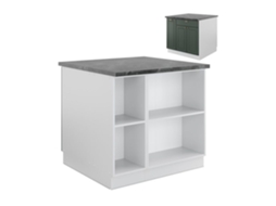 Ilha de cozinha VICCO Fame-Line, Verde-Dourado Landhaus/Branco, 90 cm com gaveta, sem bancada
