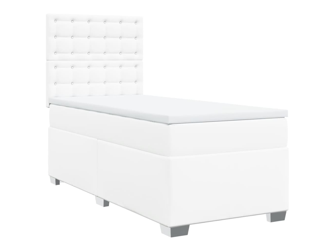 Cama com Molas Couro Artificial Branco MAISON EXCLUSIVE 90x200 cm