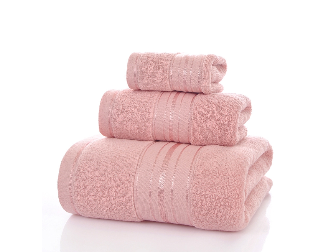 Conjunto de 3 Peças Toalhas Duráveis ​​de Puro Algodão, Alta Absorção e Suaves para a Pele,rosa,35x35cm/35x75cm/70x140cm GERTIZ