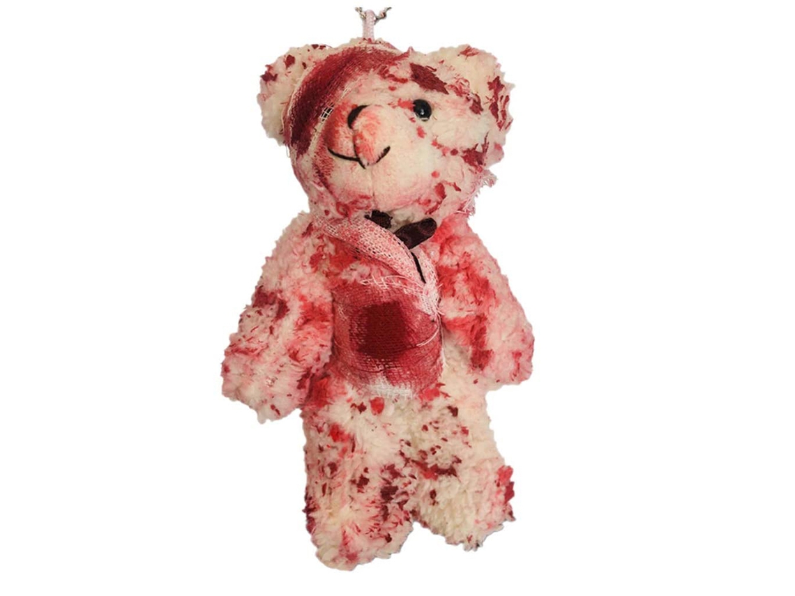 Pingente Chaveiro Urso Sangrento Halloween Boneca Algodão Decorativo 13cm | S/MARCA