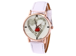 Relógio infantil unissex, pulseira de couro PU, movimento de quartzo casual e moderno, branco.