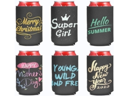 Latas De Neoprene 10 X 6 Cm, Pretas E Brancas, Pacote Com 12, Ideal Para Refrigeração Brilvibera