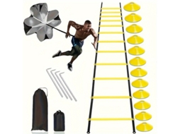 Equipamento de Treino de Agilidade com Frisbee e Pontas de Arrasto MDUG (amarelo)