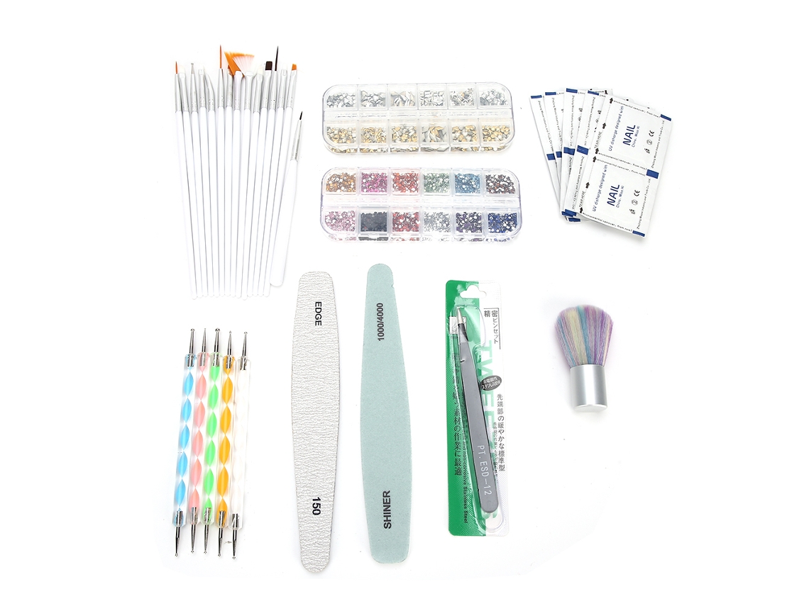 2026altiro-conjunto De Ferramentas De Manicure: Lápis De Pontos, Pedras Rhinestones, Pincel De Arte De Unhas, Lixa E Pinças