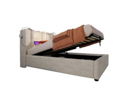 Cama Estofada Solteiro 90x200 com Cabeceira,armazenamento e Luz de Leitura com Carregador conforto e Estilo Juvenil PAPRIKA