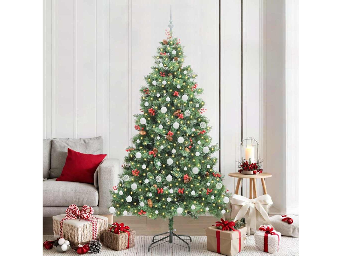 Vidaxl Árvore De Natal Artificial Verde 210 Cm Pvc E Metal