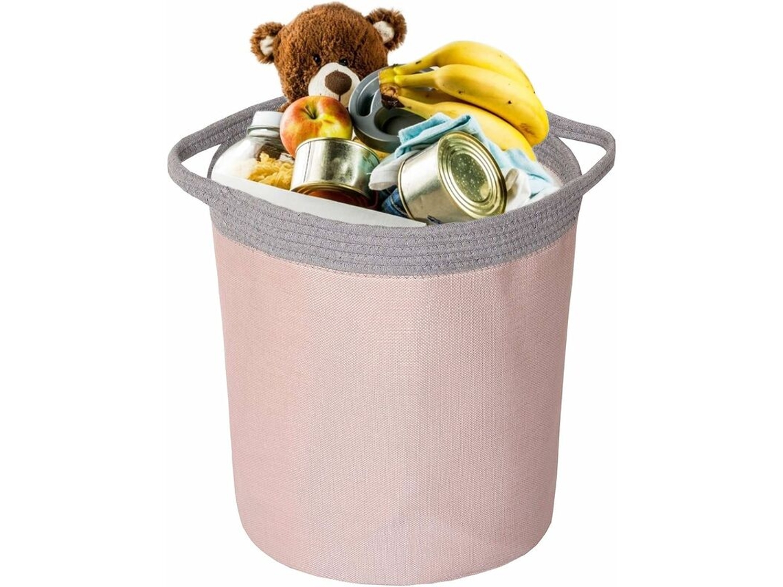 Cesto De Roupa Suja Portátil, Dobrável, Em Tecido Impermeável, Organizador De Roupas E Brinquedos Com Grande Capacidade Rosa-claro E Cinza