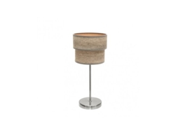 Candeeiro De Mesa Double Smile 1x14 Níquel/madeira Cinzenta 44x18x18 Cm Fabrilamp