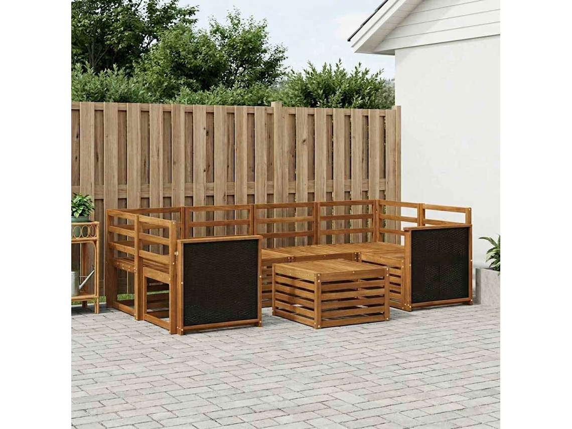 Vidaxl Conjunto De Sofás Para Exterior 7 Pcs Natural