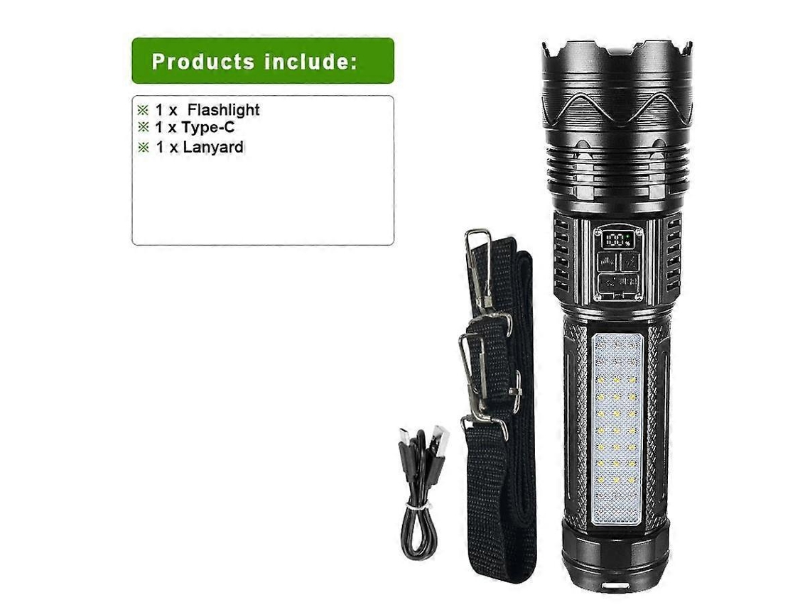 Lanterna Led Super Brilhante E Potente, Recarregável Tipo C, Longo Alcance , Ideal Para Pesca E Acampamento. Olysi Shop (2000 M)