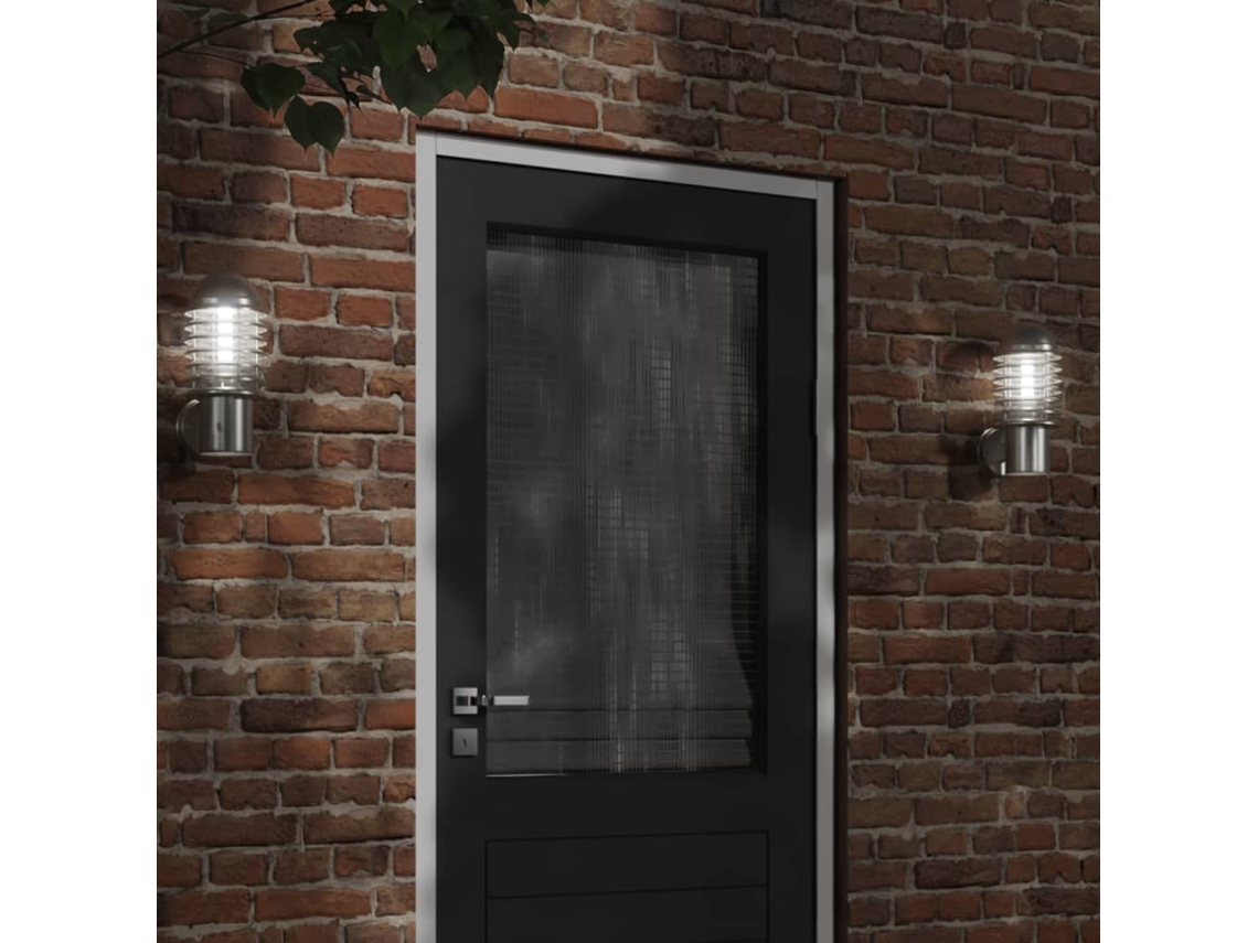 Vidaxl Candeeiros De Parede P/ Exterior 2 Pcs Aço Inoxidável Prateado