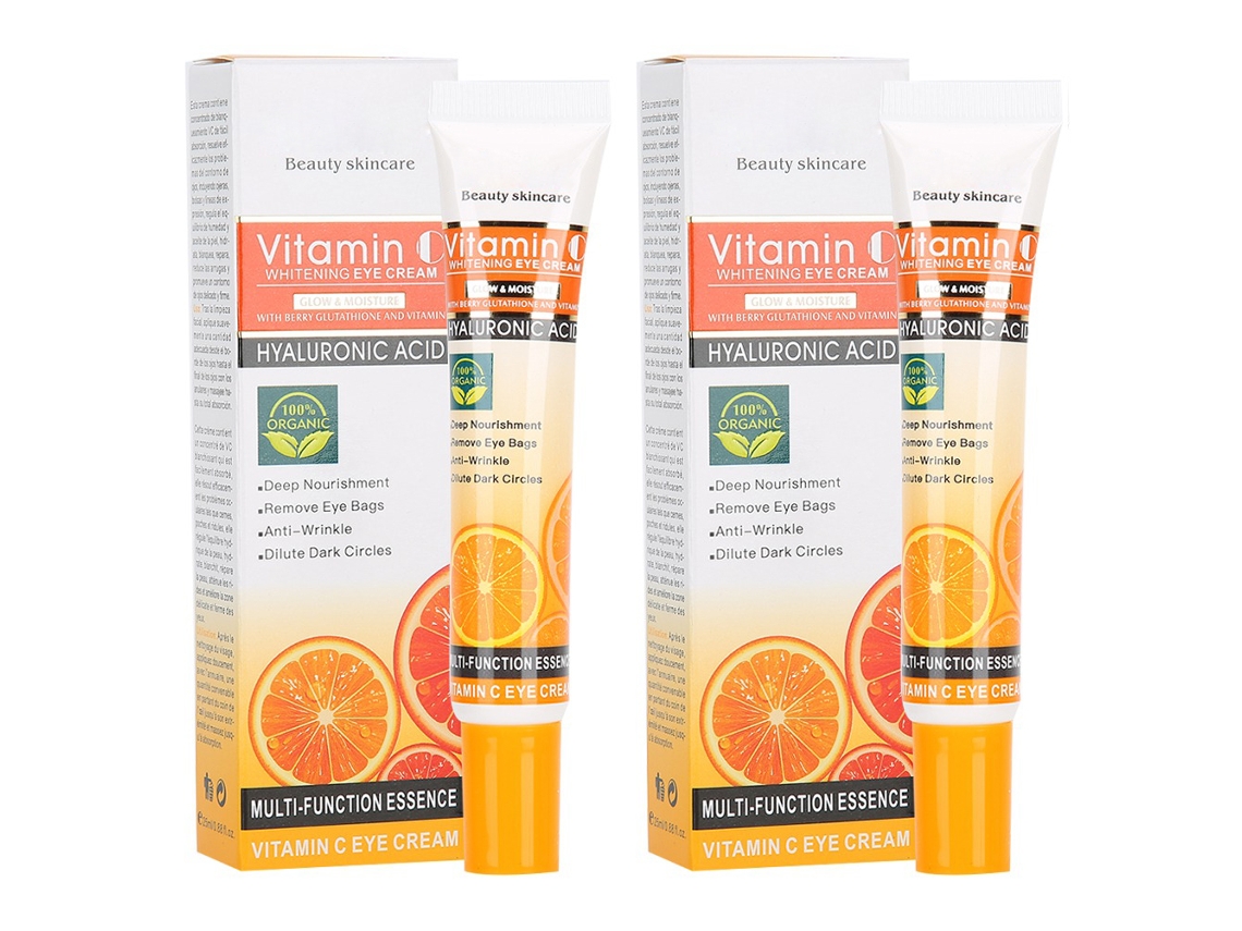 2pcs Crema De Ojos Con Vitamina C 25ml Anti Arrugas Eliminación De Ojeras Hidratante