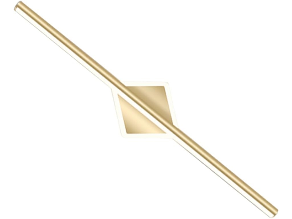 Espelho De Parede Led De 38 Cm Em Aço Inoxidável Dourado, Com Luz Ajustável Em Três Cores.