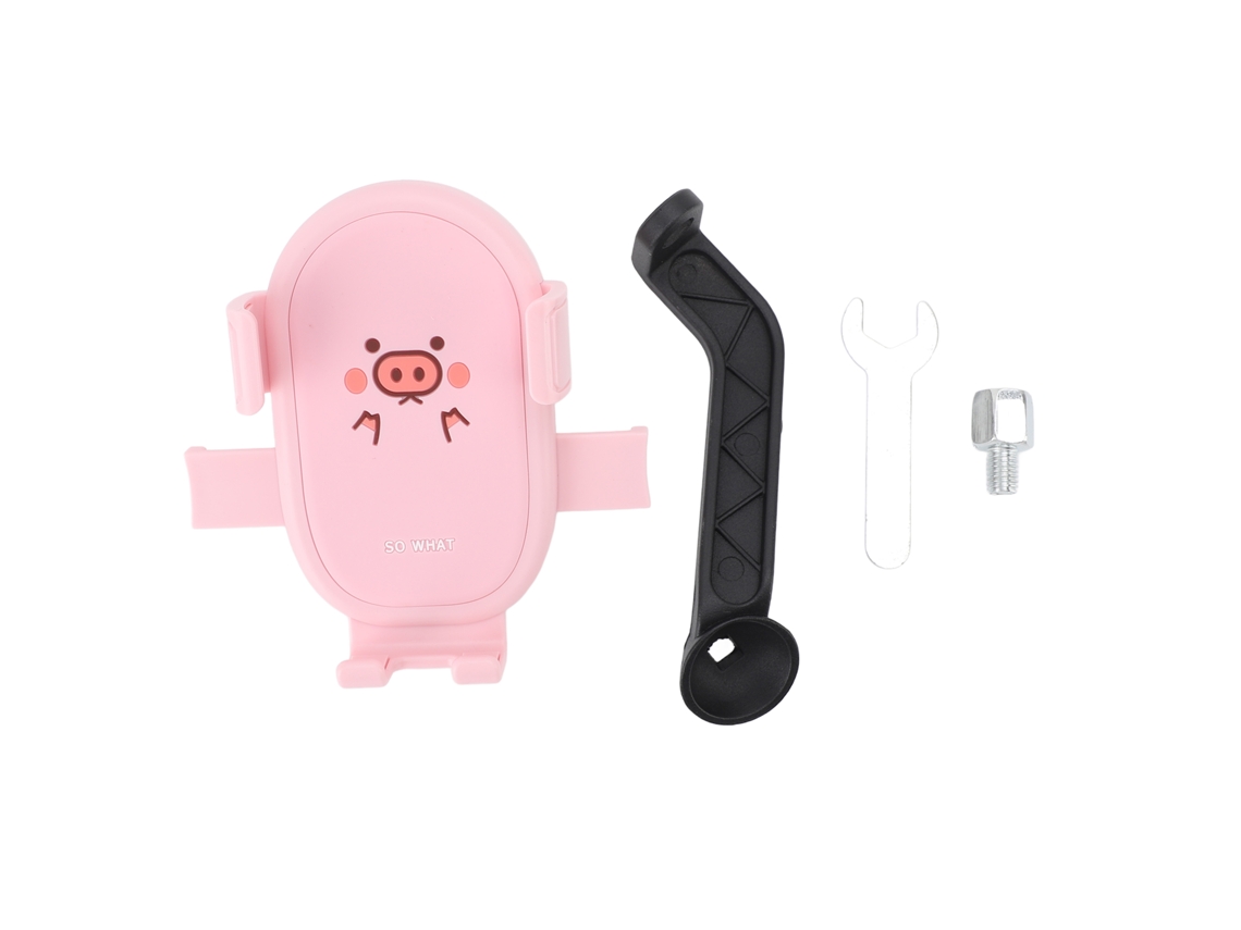 Suporte de Telefone Mali para Ciclismo, Moto, Scooter Elétrico, com Absorção de Impacto, Design de Porco Rosa