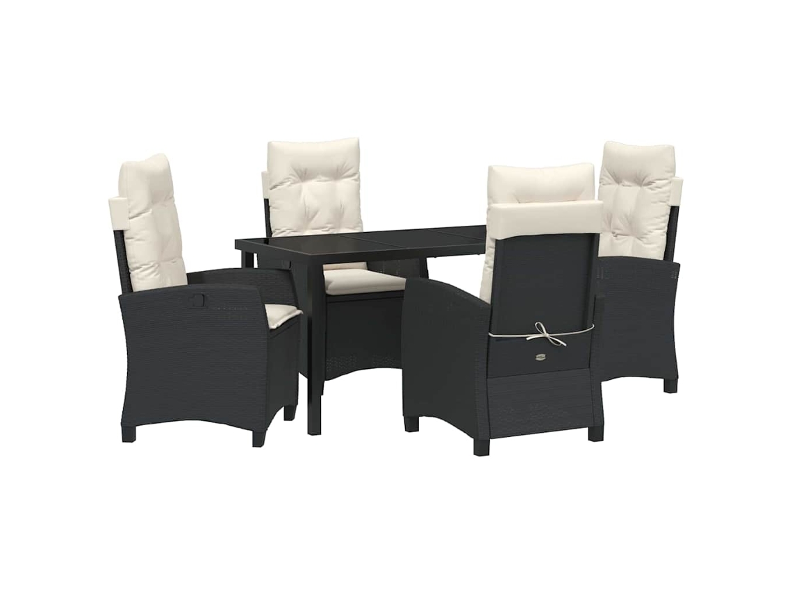 Maison Exclusive - Conjunto De Jantar Para Jardim Com Almofada 5 Pcs Preto Vime Pe