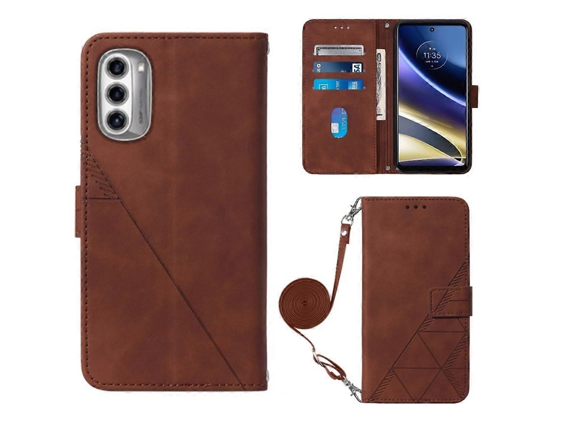 Capa De Couro Dobrável Com Relevo 3d Para Motorola Moto G52j 5g