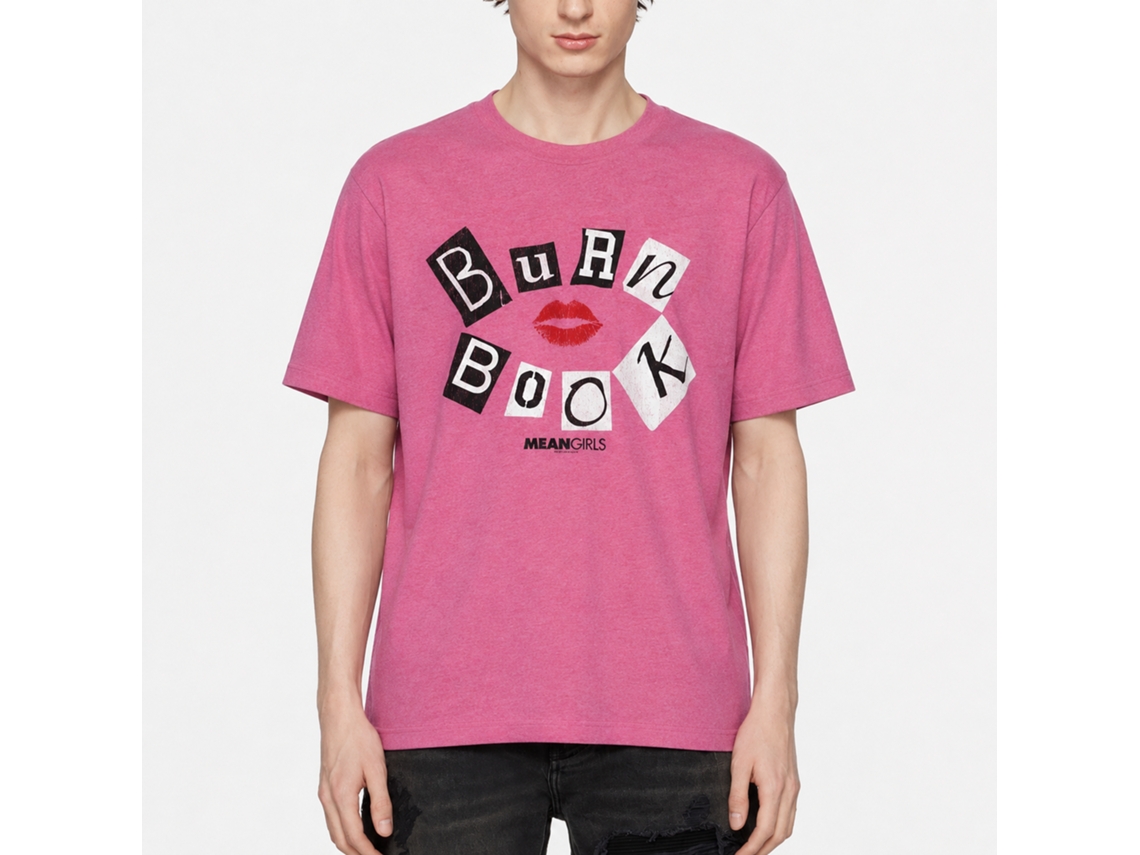 Rockinstone Mean Girls Burn Book Retro Pink Heather T-shirt Size:xl