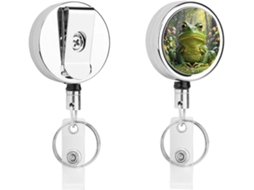 Porta Crachá Em Formato De Sapo, Compacto E Leve, Retrátil, Em Metal, Com Clipe E Chaveiro Ideal Enfermeiros