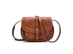Bolsa Bandolera para Mulher, Bolsa Vintage Saddle de Couro Vegano, Pequeno Satchel e Bolsa de Ombro