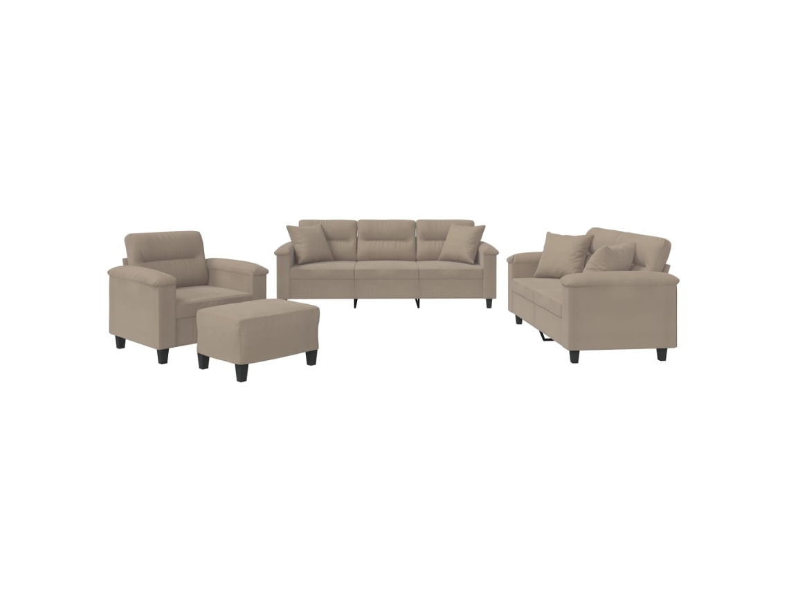 Sofa Set, Sofa Sets Vidaxl Cinzento-acastanhado Microfibra (n/a)