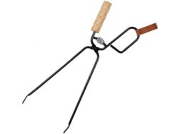 Pinça prática Lenha, antiderrapante com cabo de madeira, ideal para bifes ao ar livre e em acampamentos.