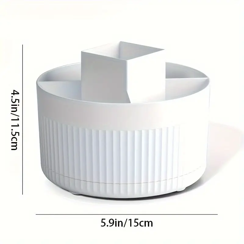 Porta, Canetas de Mesa 1st Desk, com 5 Compartimentos, Rotação de 360°, Organizador e Acessórios para Mesa, Branco BRILVIBERA