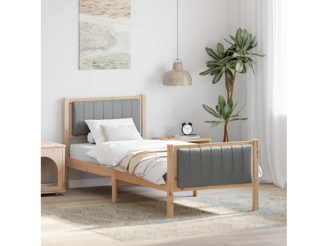 Vidaxl Estrutura Da Cama Marrom E Cinza Claro 75 X 190 Cm
