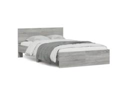 Vidaxl Estrutura Cama C/ Cabeceira/luzes Led 140x190cm Cinzento Sonoma