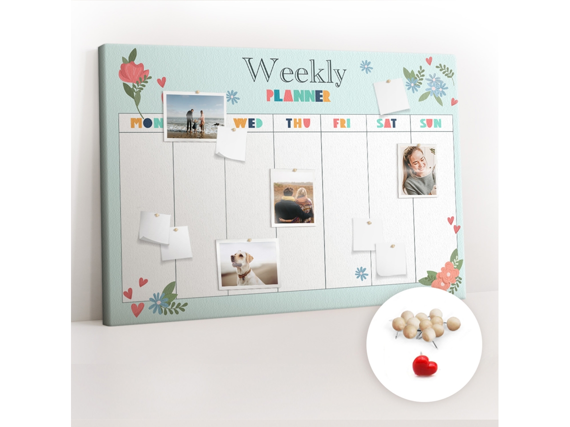 Painel De Cortiça Para Parede Planeador Semanal Para A Sala De Estar Espelharte (120x80 Cm)