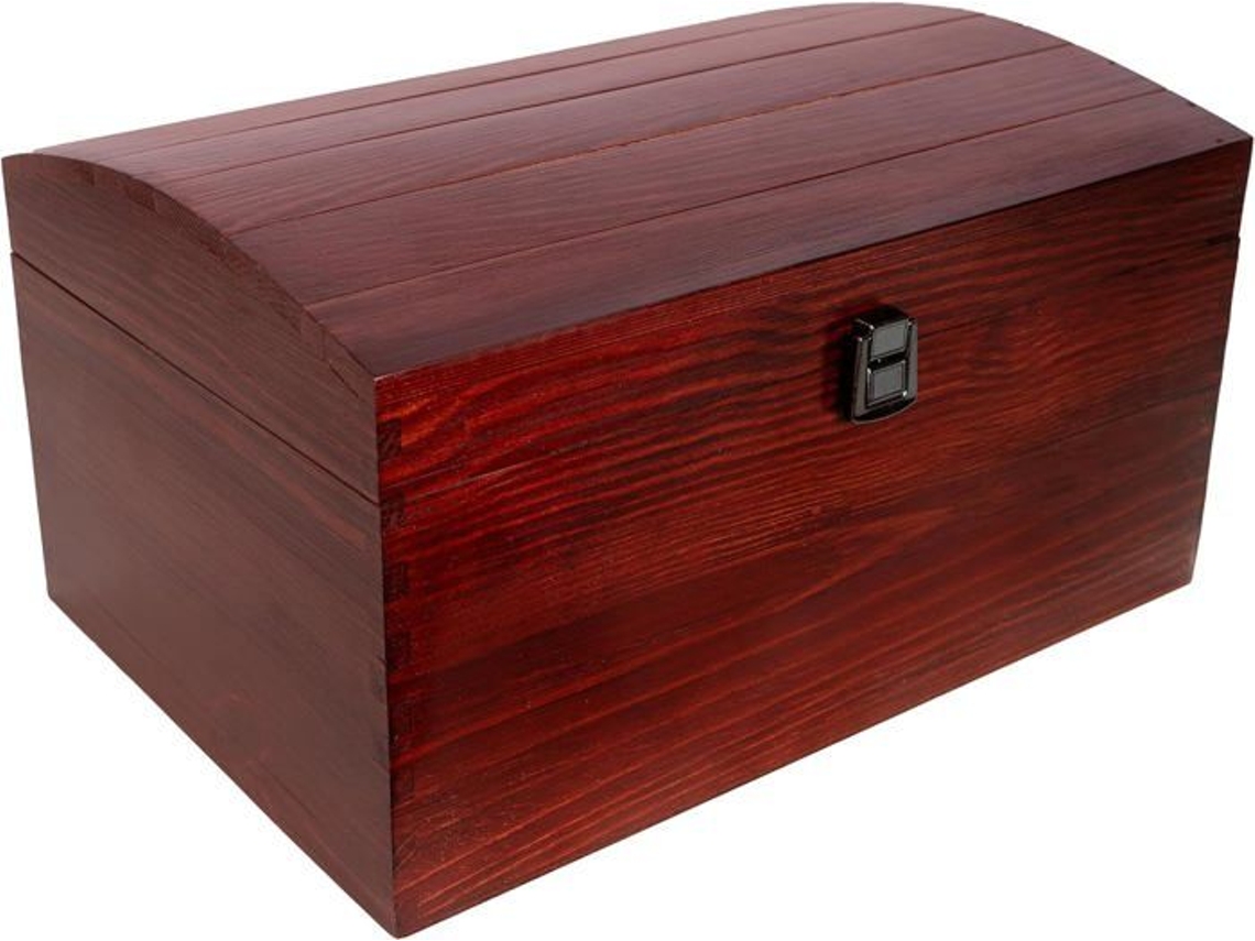 Caixa de Armazenamento de Baú Deco Criativa Madeira Vermelha 34 5 X 25 X 19 2 Cm com Fecho e Tampa Curva CREATIVE DECO