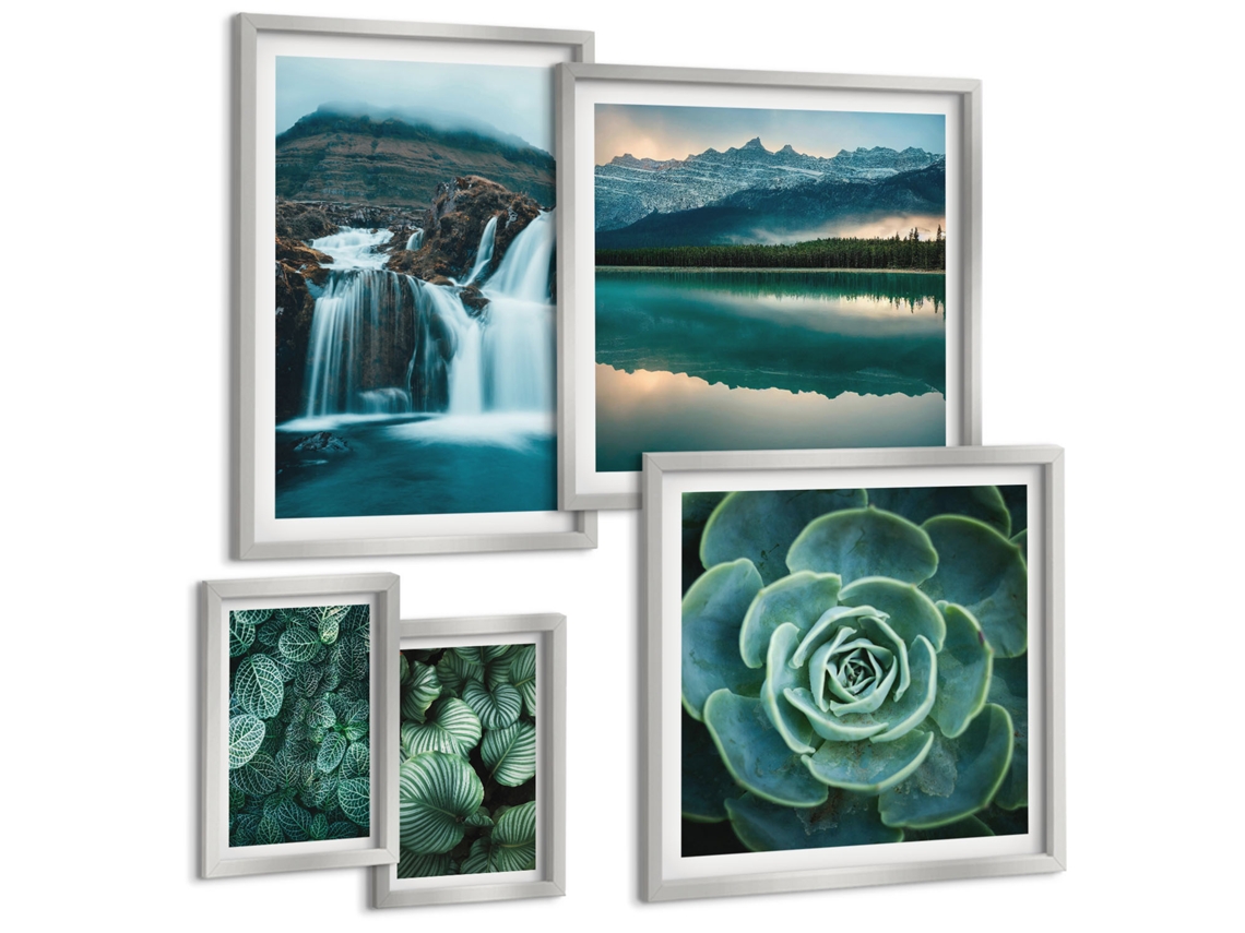 Conjunto De Pinturas Plantas Verdes Cachoeiras Natureza Espelharte (5 Peças)