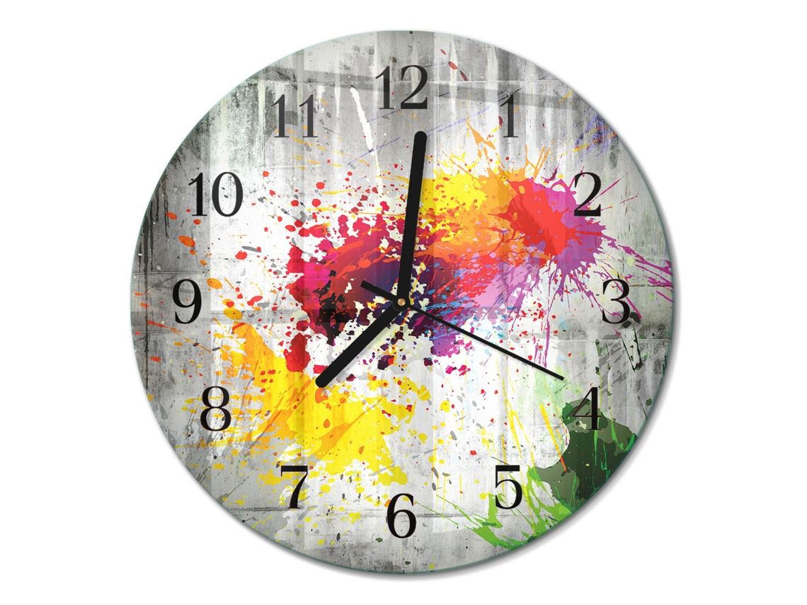 Relógio De Parede De Vidro Abstração Espelharte (30 Cm)