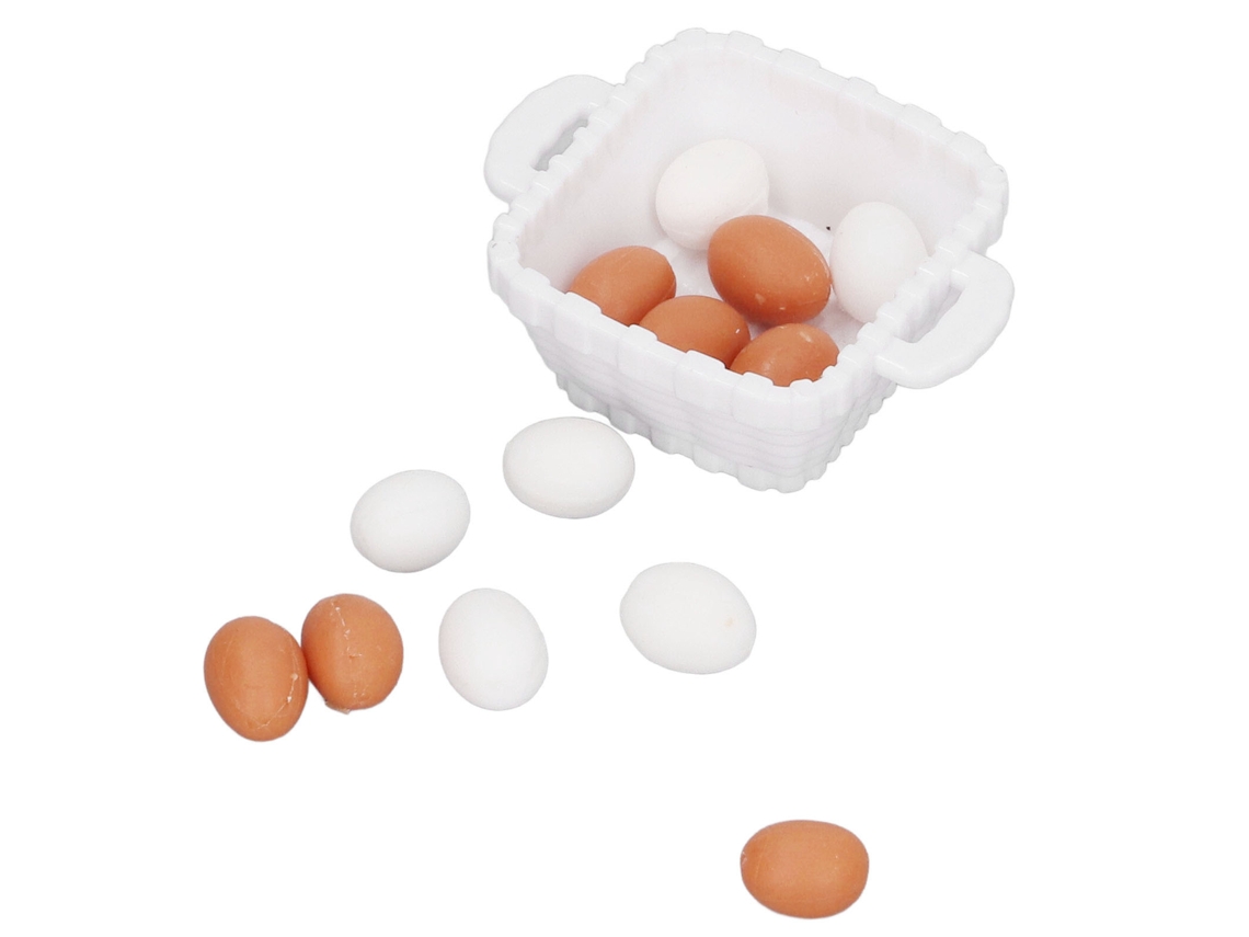Modelo De Ovo Para Casa De Bonecas Escala 1:12 Plástico Com Cesta Acessório De Alimento Brinquedo Para Crianças
