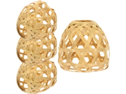 Luminária De Teto Decorativa De Bambu Trançado, 4 Peças, Versátil E Compatível Com Iluminação Artesanal.