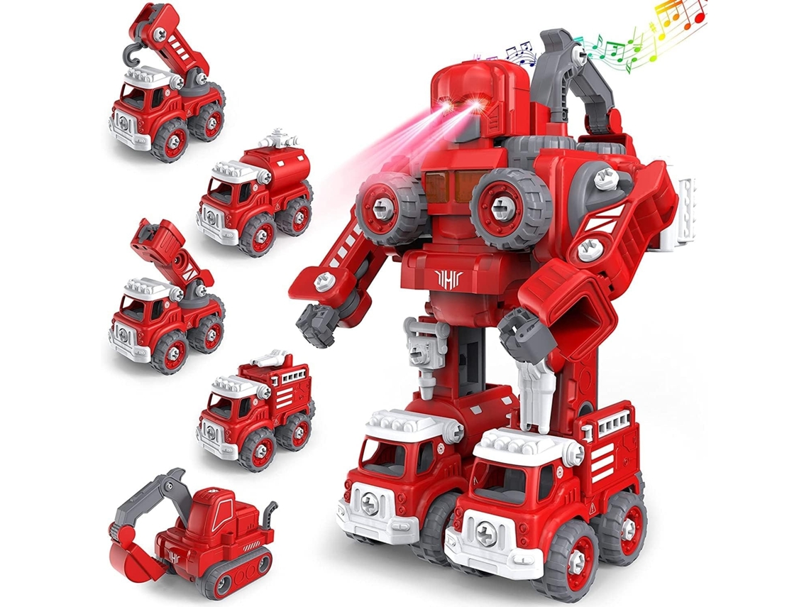 Kit Camião De Bombeiros 5 Em 1 Desmontável Com Robô Stem Lurelia