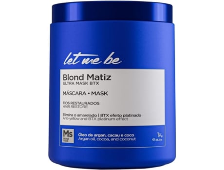 Máscara BTX Capilar LET ME BE Blond Matiz, Para cabelos brancos e louros descolorados, Elimina o amarelecimento | 1Kg