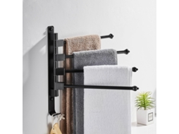 Suporte para Toalhas com 4 Barras Giratórias em Alumínio com Ganchos para Parede Banheiro Cozinha S/MARCA