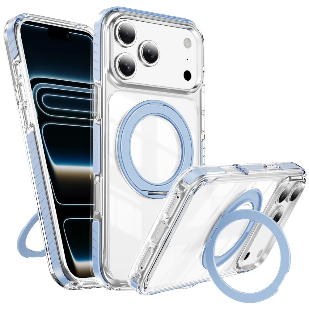 (azul, Iphone 12) Capa Protetora Com Suporte De Anel Giratório 360°, Compatível Com Carregamento Sem Fio Magsafe.