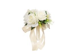 Laxiscreed Bouquet De Rosas Brancas Artificiais 20x24cm Com Flores De Seda Para Decoração