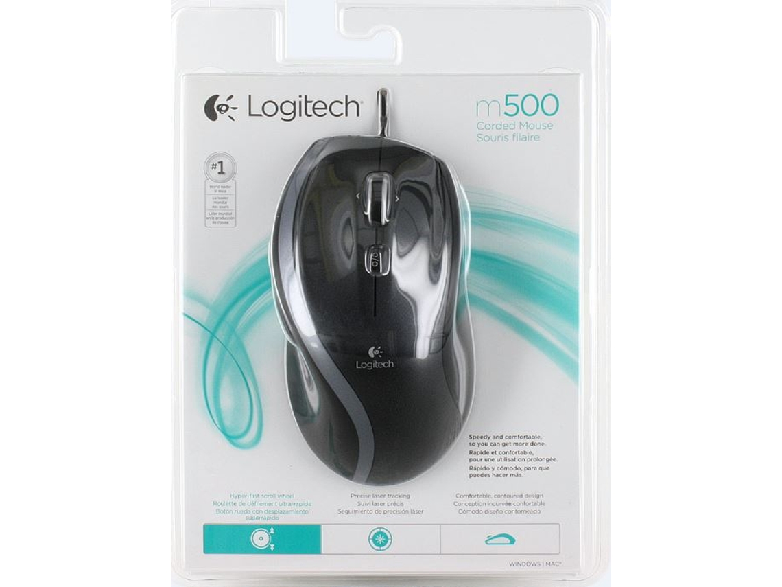 Rato LOGITECH M500 (Cabo USB - Regular - 1000 dpi - Cinzento)