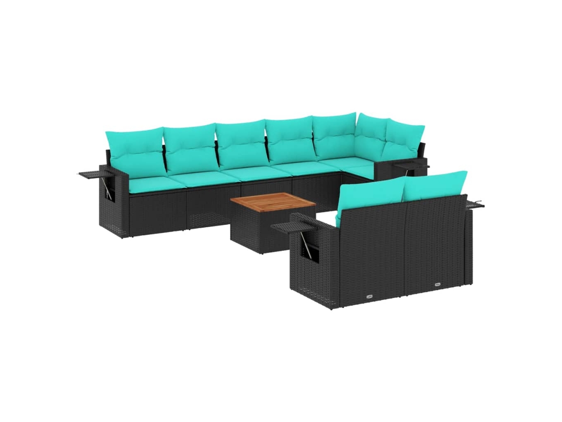 Conjunto de Sofá de Jardim, 5 Peças, Almofadas, Rattan Preto MAISON EXCLUSIVE