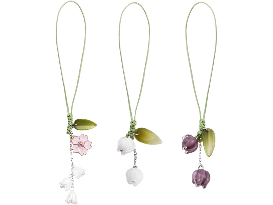 Conjunto De 3 Pingentes Decorativos Para Celular Em Formato De Tulipa, Ideais Para Chaveiros, Mochilas E Carteiras.